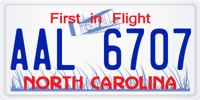 NC license plate AAL6707