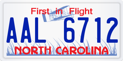 NC license plate AAL6712