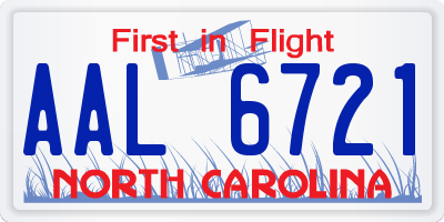 NC license plate AAL6721