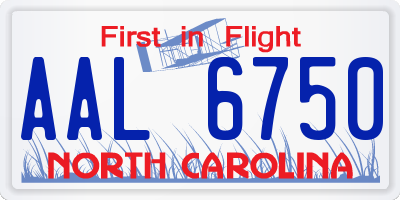 NC license plate AAL6750
