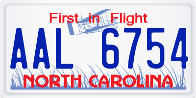 NC license plate AAL6754