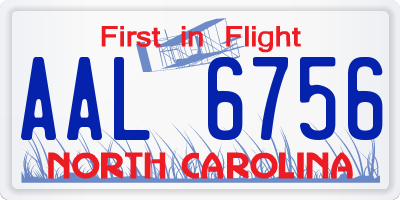 NC license plate AAL6756