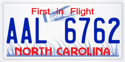 NC license plate AAL6762