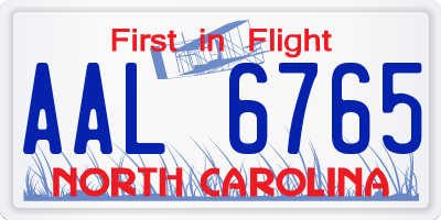 NC license plate AAL6765