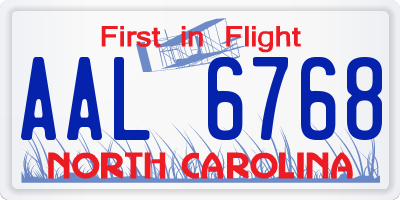 NC license plate AAL6768