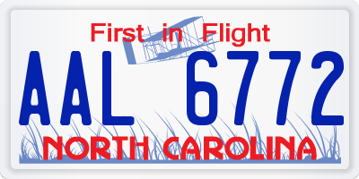 NC license plate AAL6772