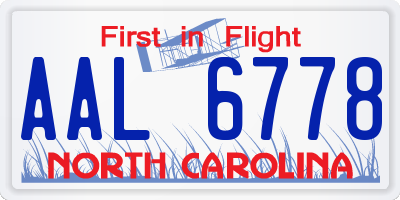 NC license plate AAL6778