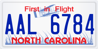 NC license plate AAL6784