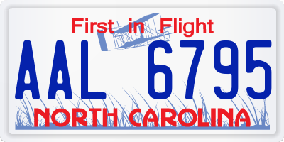NC license plate AAL6795