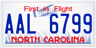 NC license plate AAL6799