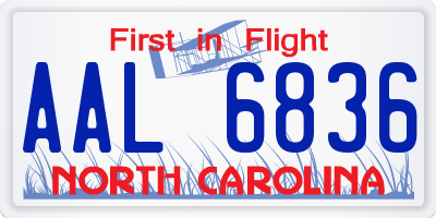 NC license plate AAL6836