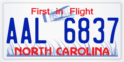 NC license plate AAL6837