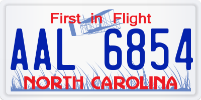 NC license plate AAL6854