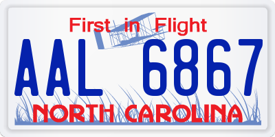 NC license plate AAL6867