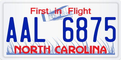 NC license plate AAL6875