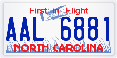 NC license plate AAL6881
