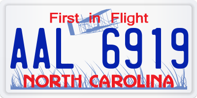 NC license plate AAL6919