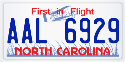 NC license plate AAL6929