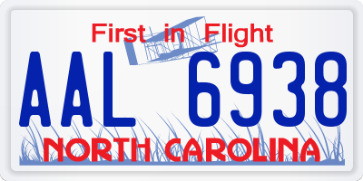 NC license plate AAL6938