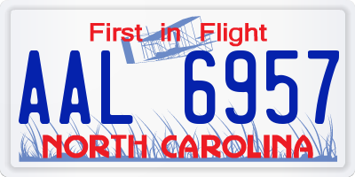 NC license plate AAL6957