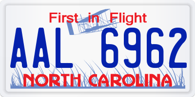 NC license plate AAL6962