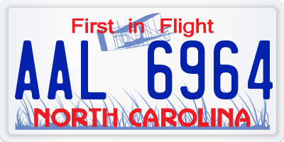 NC license plate AAL6964