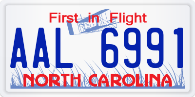 NC license plate AAL6991