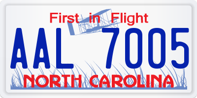 NC license plate AAL7005