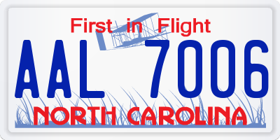 NC license plate AAL7006