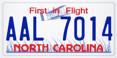 NC license plate AAL7014