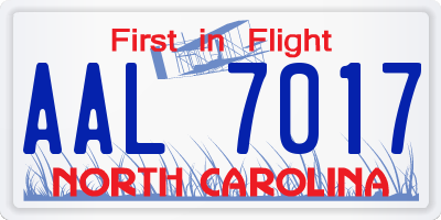 NC license plate AAL7017