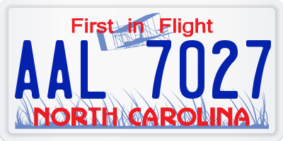 NC license plate AAL7027