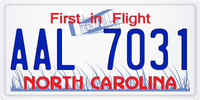 NC license plate AAL7031