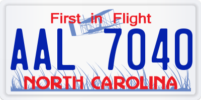 NC license plate AAL7040