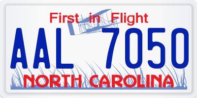 NC license plate AAL7050