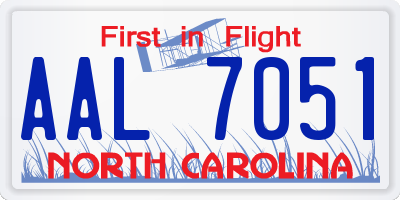 NC license plate AAL7051