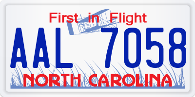 NC license plate AAL7058