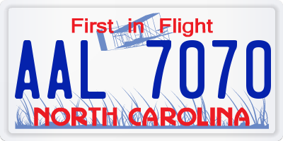NC license plate AAL7070