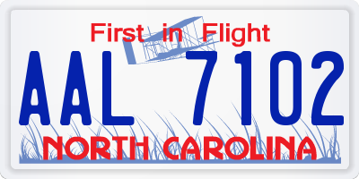 NC license plate AAL7102