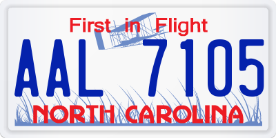 NC license plate AAL7105