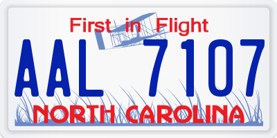 NC license plate AAL7107