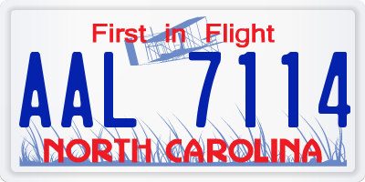 NC license plate AAL7114