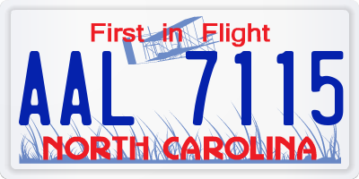 NC license plate AAL7115