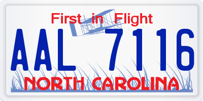 NC license plate AAL7116