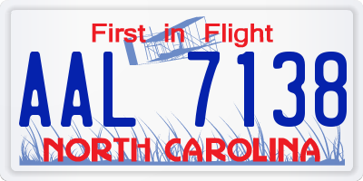 NC license plate AAL7138