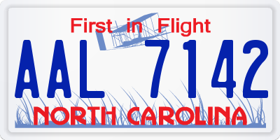 NC license plate AAL7142