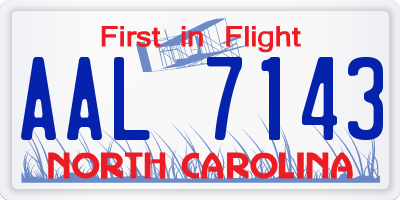 NC license plate AAL7143