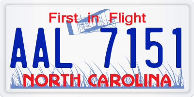 NC license plate AAL7151