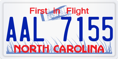 NC license plate AAL7155