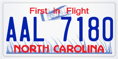 NC license plate AAL7180